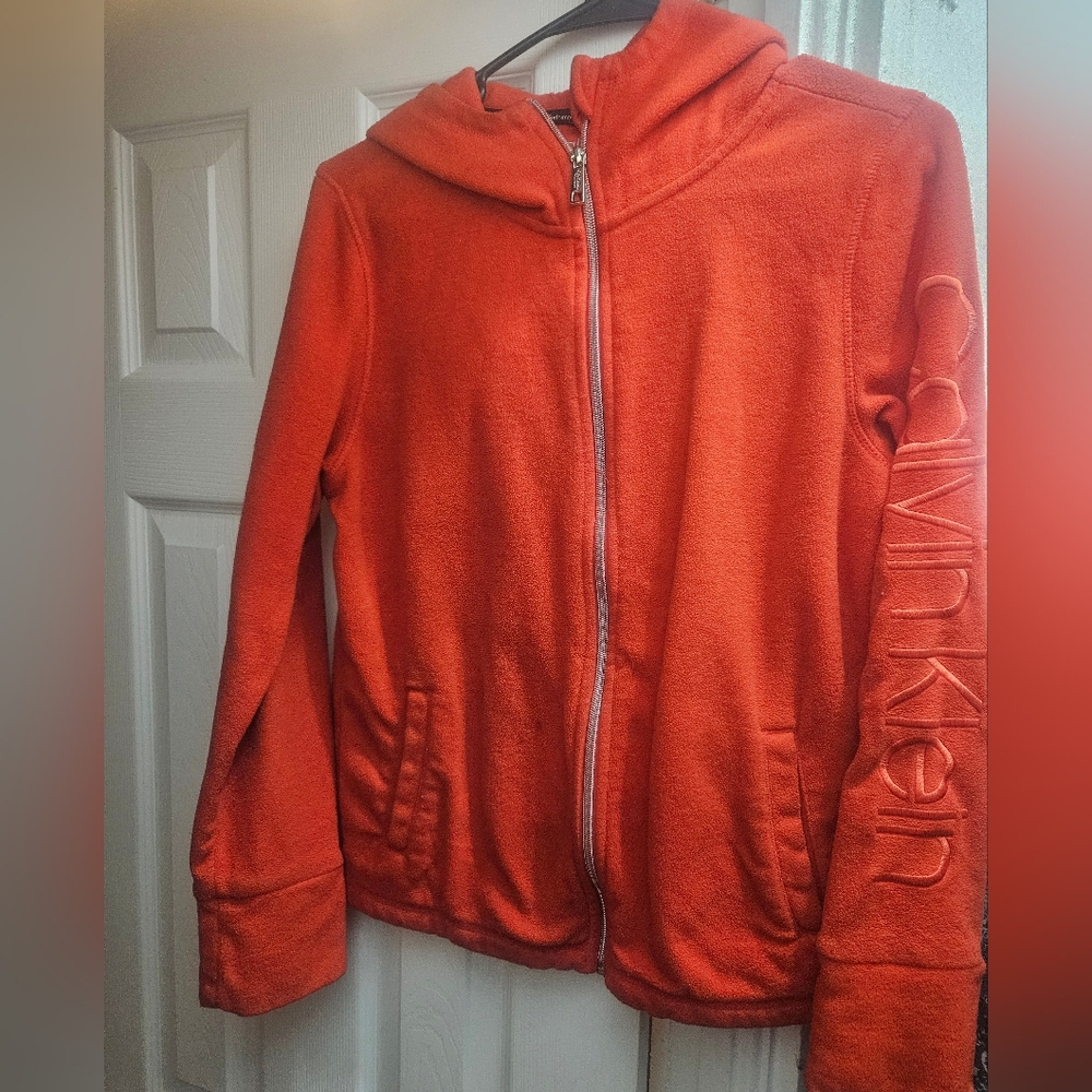 Calvin Klein Red Performace Fleece Zip Up Hoodie